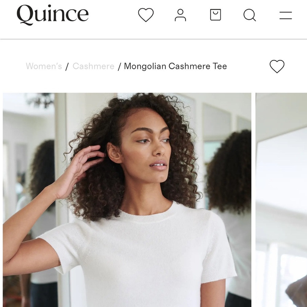 Quince Cashmere T shirt sweater tin cream size medium